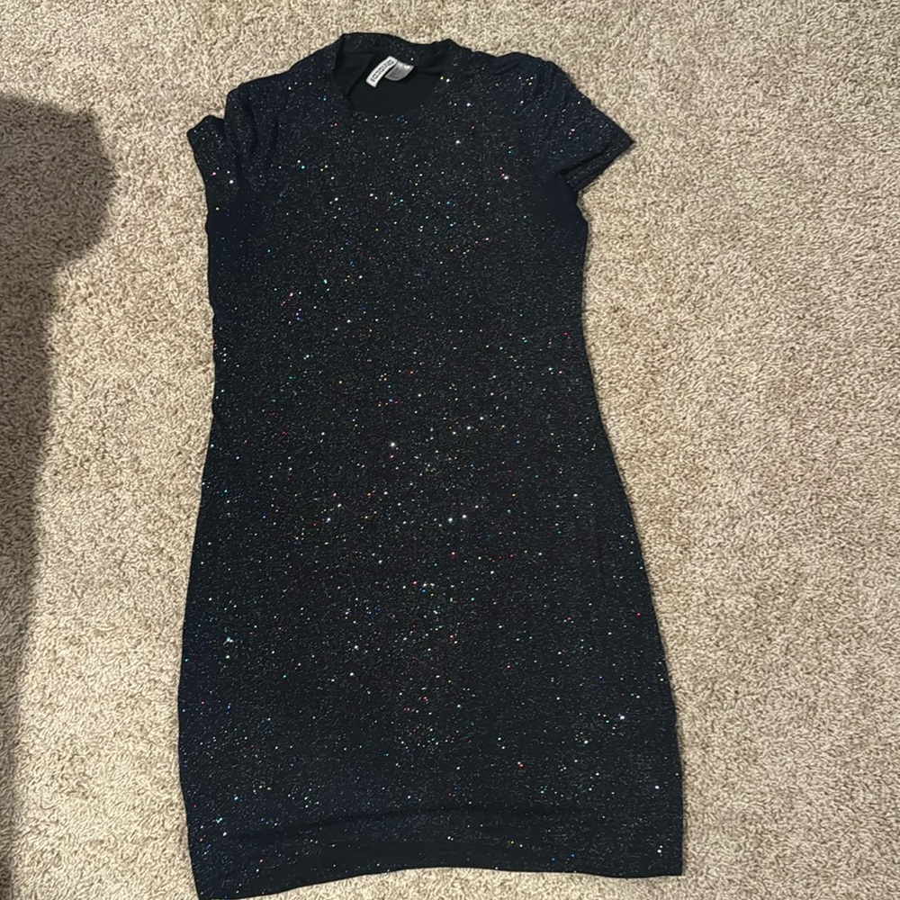 Black glitter tshirt dress